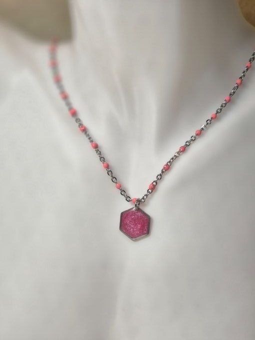 Collier rose argenté